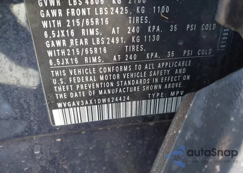 2013 Volkswagen Tiguan S z USA, uszkodzony, nr VIN WVGAV3AX1DW624424